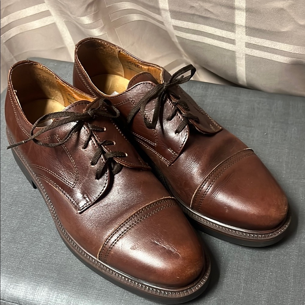 Paolo Mando Firenze Shoes Brown Leather Cap Toe Derby Sz. 10 1/2D Made in Italy